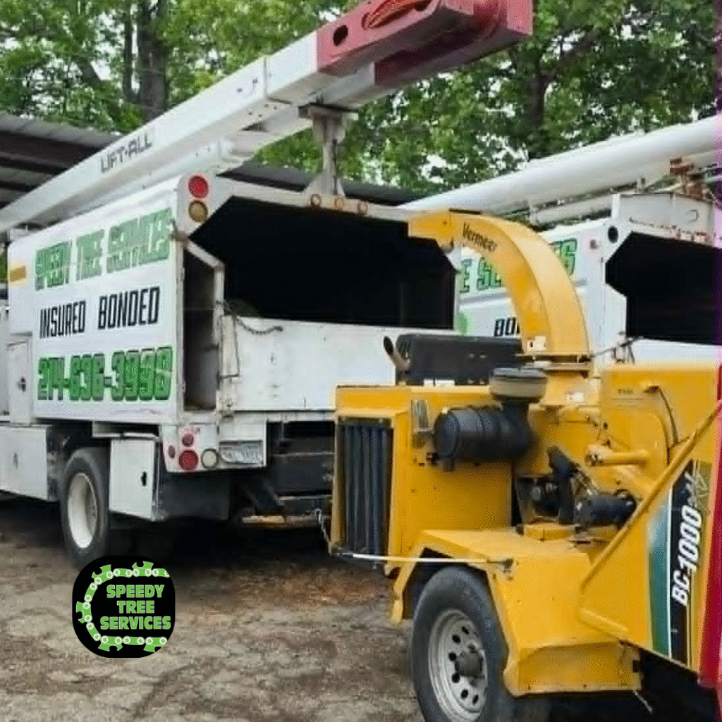 Speedy Tree Services Farmersville TX Chipper Truck, Crane